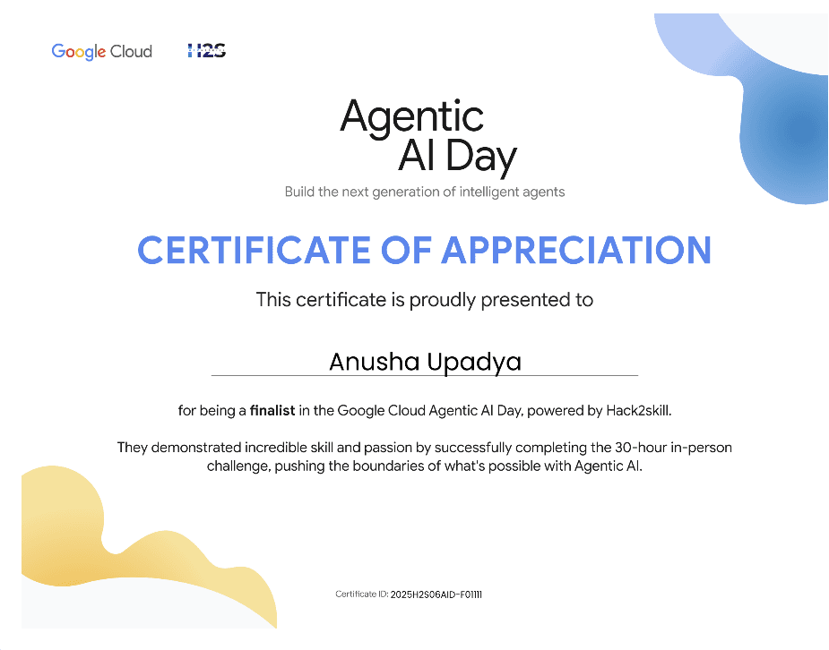 Finalist, Google Cloud Agentic AI Day 2025